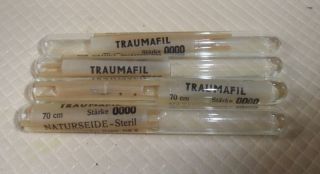 Collectible German Surgical Catgut Thread In 4 Glass Vials 26116 photo