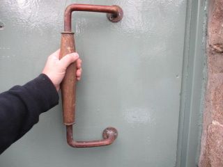 Antique Bronze & Wood Door Handle Pull Vintage Shop Architectural Salvage 17 