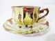 Vintage Tea Cup Saucer Lusterware Cutouts Gold Yellow Hand Painted 1205 Cups & Saucers photo 1