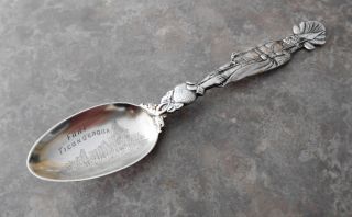 Sterling Silver Figural Shiebler Indain Souvenir Spoon Fort Ticonderoga photo