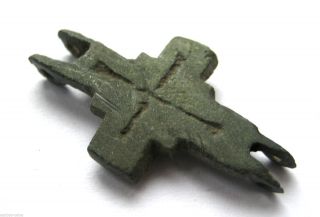 Circa.  1100 A.  D British Found Medieval Period Bronze Reliquary Crucifix Pendant photo
