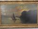 Lg Antique Victorian Era River Valley Primitive Sailboat & Mountain Old Painting Other Maritime Antiques photo 1