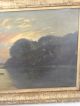 Lg Antique Victorian Era River Valley Primitive Sailboat & Mountain Old Painting Other Maritime Antiques photo 2