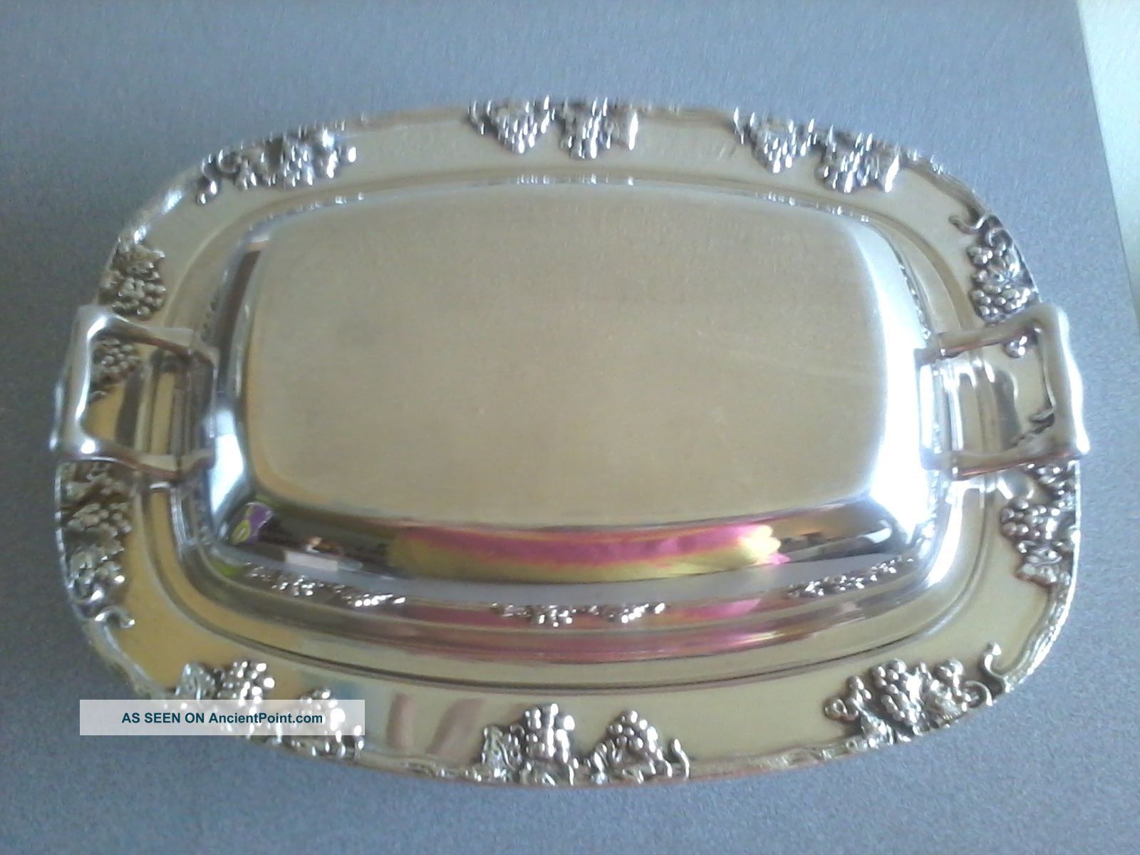 Vintage Heavy Silver On Copper By Gotham Grape Pattern Serving Dish 602 Platters & Trays photo