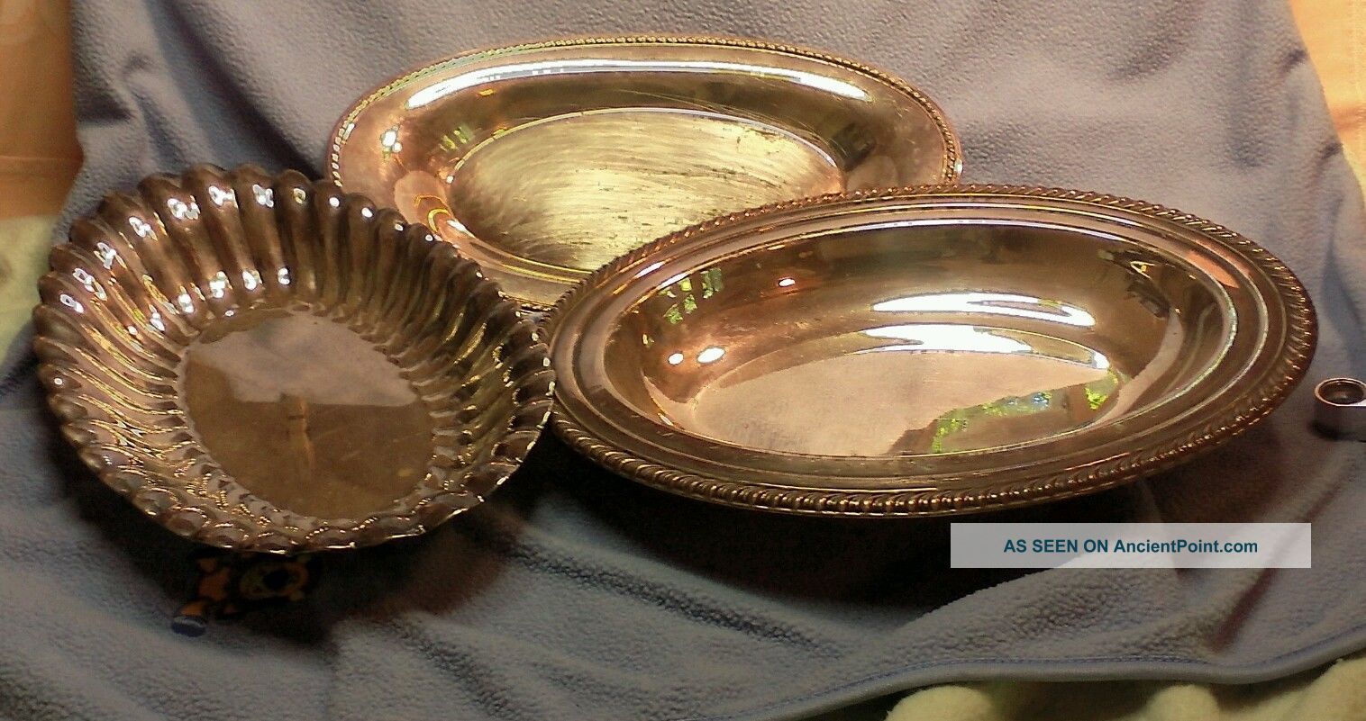 3 Silver Plated Trays Wm Rogers,  Int ' L Silver,  Lb Platters & Trays photo