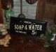 Primitive Antique Vtg Style Wood Framed 5 Cent Soap & Water Bath House Sign Deco Primitives photo 2