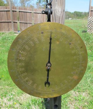 Antique 19th C W&t Avery Class Iii Salter Hanging Brass & Iron Butcher Scale Yqz photo