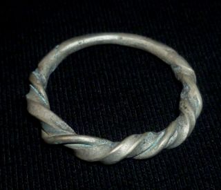 Viking Ancient Artifact Silver Twisted Ring Circa 700 - 800 Ad - 2459 - photo