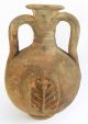 Biblical Ancient Antique Clay Pottery Jug Wine Flask W Wheat & Grain Symbol R Holy Land photo 1