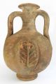Biblical Ancient Antique Clay Pottery Jug Wine Flask W Wheat & Grain Symbol R Holy Land photo 2