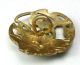 Antique Pierced Brass Button Pretty Art Nouveau Flower Design W/ Paint Accents Buttons photo 1