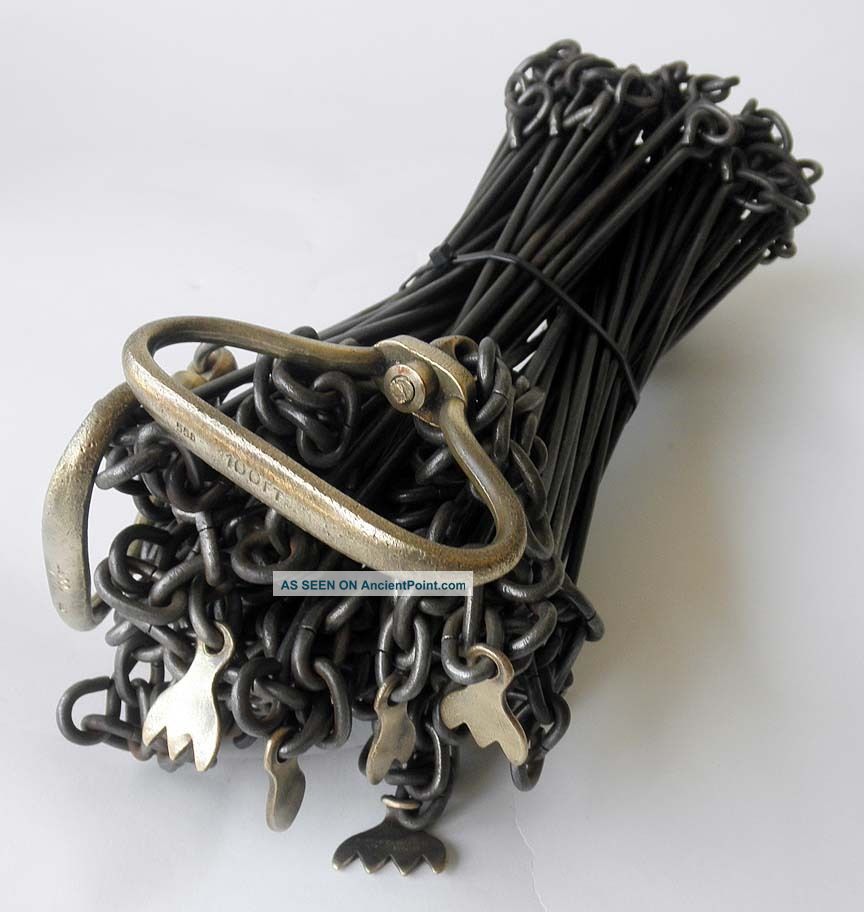 A Great 100 Foot Steel Engineer / Surveyor Chain By Chesterman,  Circa 1920 Engineering photo