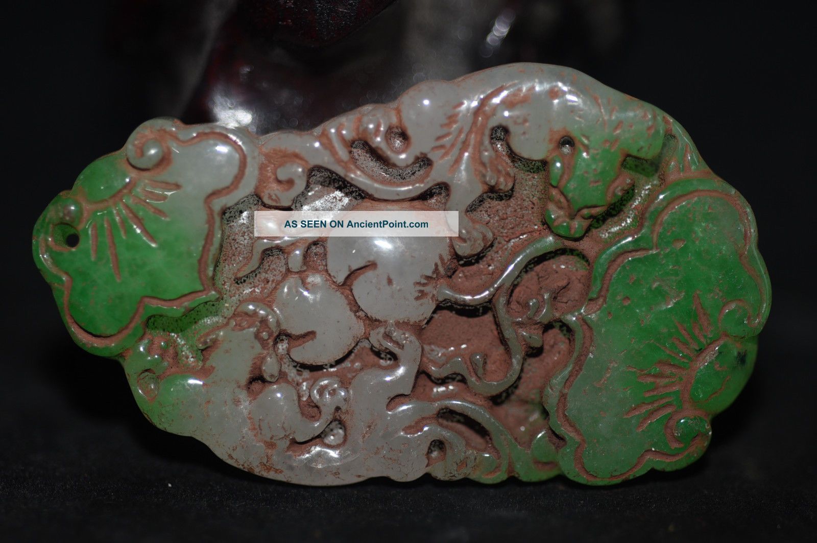 Chinese Hand Carved Aristocratic Wearing Jadeite Jade Pendant 富寿如意 0202 Necklaces & Pendants photo