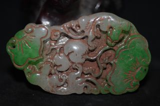 Chinese Hand Carved Aristocratic Wearing Jadeite Jade Pendant 富寿如意 0202 photo