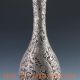 Chinese Silver Copper Carved Phoenix Vase W Xuande Mark Vases photo 3