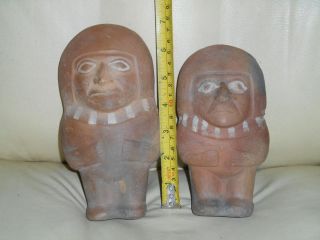 Pre - Columbian Pair Idols Moche Culture photo
