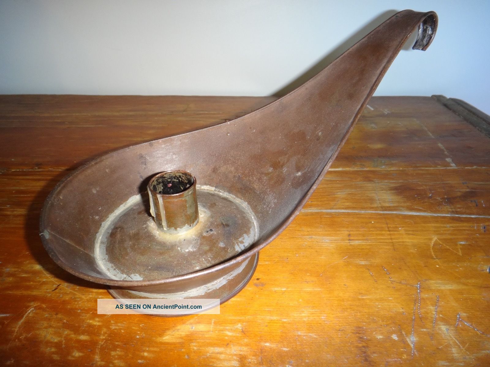 Primitive Antique Tin Chamber Candle Holder Aafa Early American Lighting Primitives photo