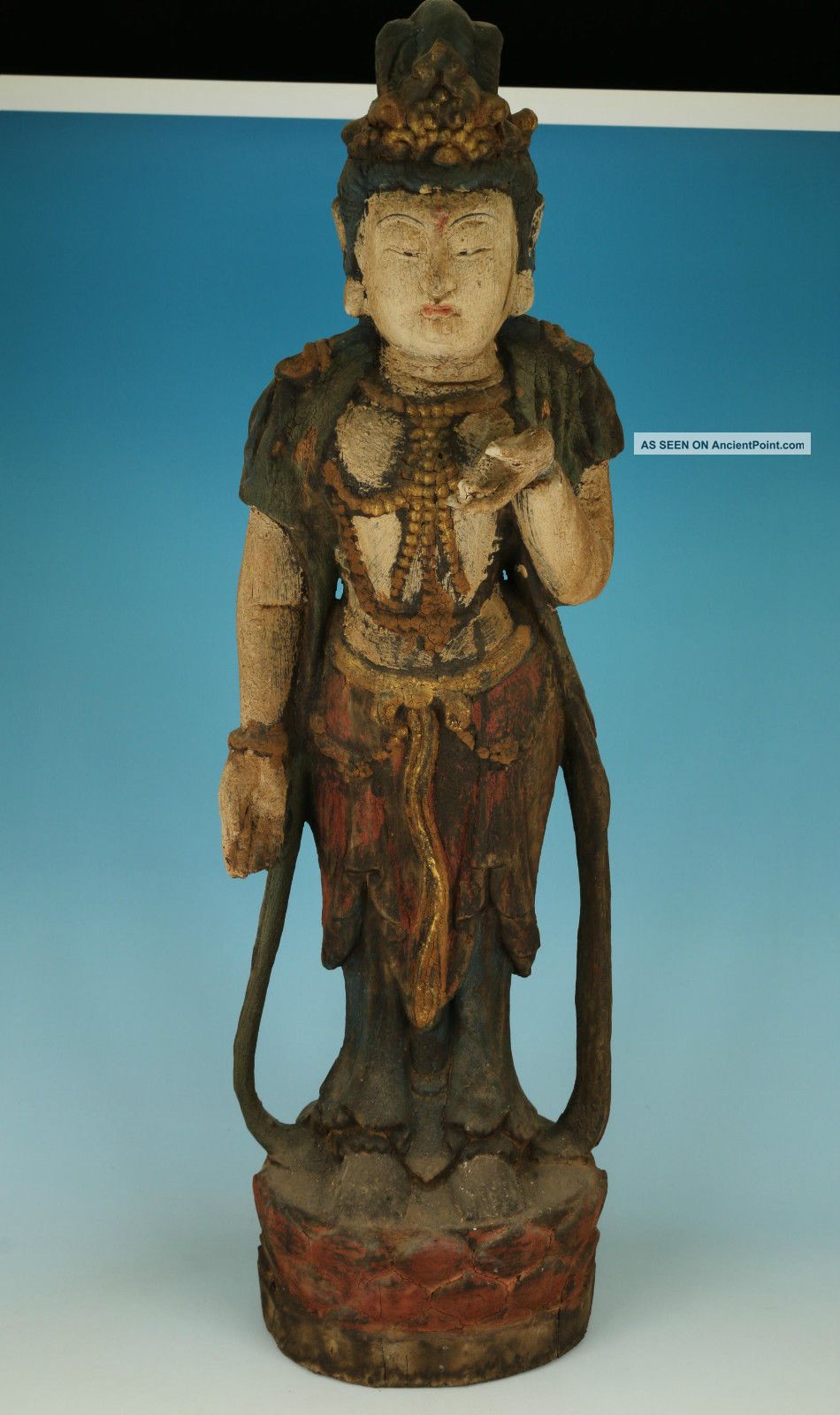 25inch High Asian Chinese Old Wooden Hand Carved Buddha Kwan - Yin Statues Figure Other Antique Chinese Statues photo