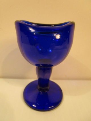 Antique Vintage 1917 John Bull Trade Mark Cobalt Blue Glass Eye Wash Cup Rinse photo