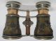 Antique French La Reine Copper & Brass Relief Opera Glasses Binoculars Paris Yqz Optical photo 2