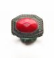 Ancient Medieval Bronze Finger Ring With Red Coral Gemstone Inlay (dcr) Byzantine photo 1