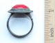 Ancient Medieval Bronze Finger Ring With Red Coral Gemstone Inlay (dcr) Byzantine photo 2