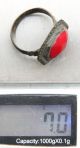 Ancient Medieval Bronze Finger Ring With Red Coral Gemstone Inlay (dcr) Byzantine photo 3