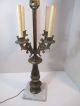 Vtg Antique Victorian Brasstable Candelabra Lamp Marble Base Hollywood Regency Lamps photo 1