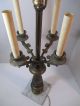 Vtg Antique Victorian Brasstable Candelabra Lamp Marble Base Hollywood Regency Lamps photo 5