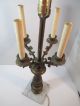 Vtg Antique Victorian Brasstable Candelabra Lamp Marble Base Hollywood Regency Lamps photo 6