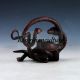 Chinese Retro Brass Snake Wrapped Around Basalt Statue Wr10506 Other Antique Chinese Statues photo 2