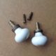 Antique Orig.  Vict.  - Porcelain&brass - Rosebbud Drawer/dresser Pull Knobs,  Screws Old Architectural & Garden photo 4