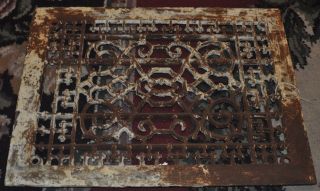Vintage Ornate Heater Grate Floor Wall Register Cast Iron.  16 