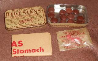 C1920 Antique Medical Tin - Pond ' S Tablet Digestans With Complete Contents photo