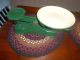 Unusual Scale,  Dark Green Cast Iron W/ Round Enamelware Pan Display Piece Primitives photo 4