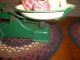 Unusual Scale,  Dark Green Cast Iron W/ Round Enamelware Pan Display Piece Primitives photo 8