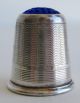 Fine Antique Sterling Silver Norway Haakon Jakobsen Thimble Blue Glass Top Thimbles photo 9