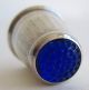 Fine Antique Sterling Silver Norway Haakon Jakobsen Thimble Blue Glass Top Thimbles photo 6