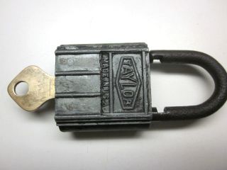 Antique Taylor Padlock Lock With Key Locks Phila Pa Usa Bt 746 photo