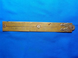 Rare Antique Swedish Solid All Brass Folding Ruler Sweden Nya Gamla Double Rule photo