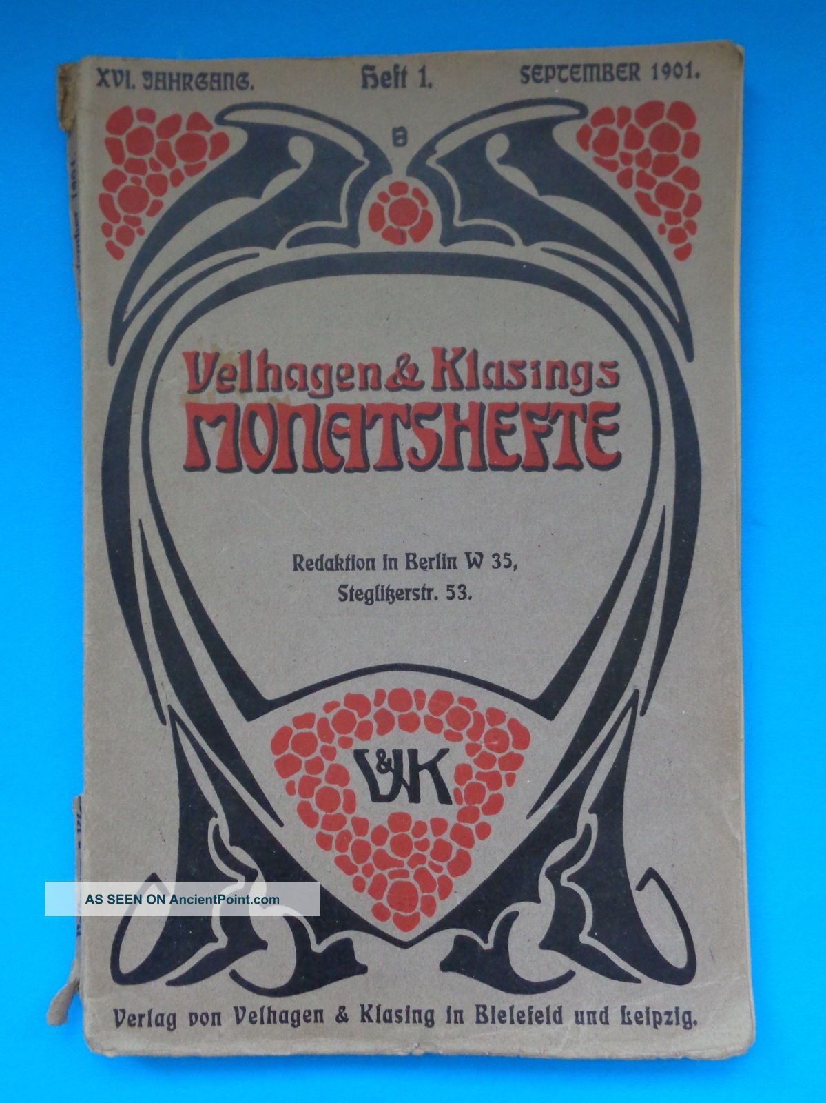 Rare 1901 Peter Behrens Cover Velhagen & Klasings Monatshefte Aeg Art Nouveau photo