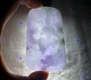 Cert ' D Fine Natural A Lavender Jadeite Jade Big Dragon Kwan - Yin Pendant Nr photo