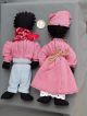 Primitive Folk Art Black Americana Boy & Girl Cloth Rag Doll Pair Calico Dress Primitives photo 1