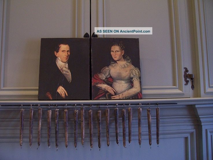 Early Reproduction Portraits On Canvas.  Man And Women Primitives photo