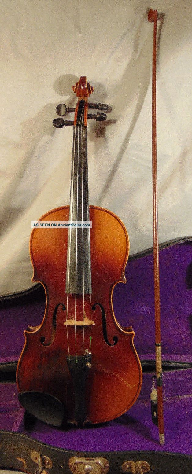 Antique Czech 4/4 Violin W/ Case & Bow Antonius Stradivarius Cremonensis 1722 String photo