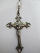 Vintage Sterling Silver Double Capped Rock Crystal Crucifix Rosary Nr Yqz Other Antique Sterling Silver photo 5