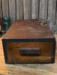 Antique Primitive Wooden Tool Box Chest Folk Art Blue Paint Bulldog Advertising Primitives photo 7