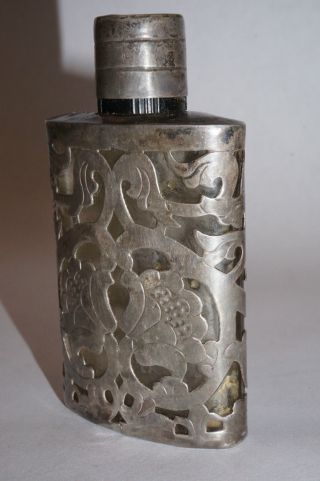 Mexico Scent Perfume Bottle 980 Fine Silver Overlay Snuff Sterling Cologne 925 photo