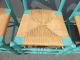 Four Vintage French Country Turquoise Ladderback Rye Dining Room Accent Chairs Post-1950 photo 4