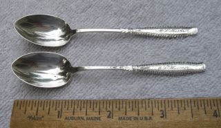 Pair Early Whiting Sterling Bright Cut Demitasse Spoons - Delicate - Nr photo